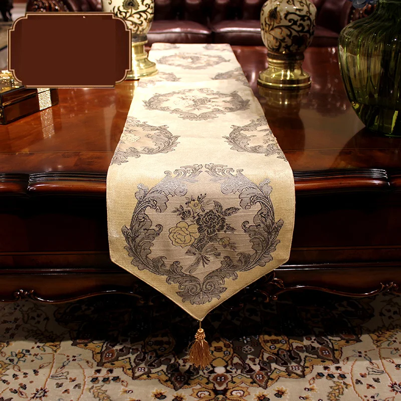

luxury modern European embroidered TV cabinet table bed flag table runner M423