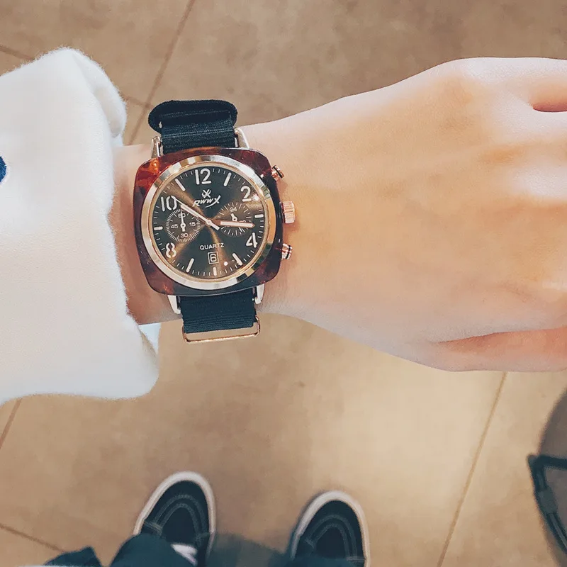 

Classical Square Canvas Women Sport Watches Calendar Big Dial Waterproof Ladies Casual Wristwatch Female Luxury Watch Rose Gold