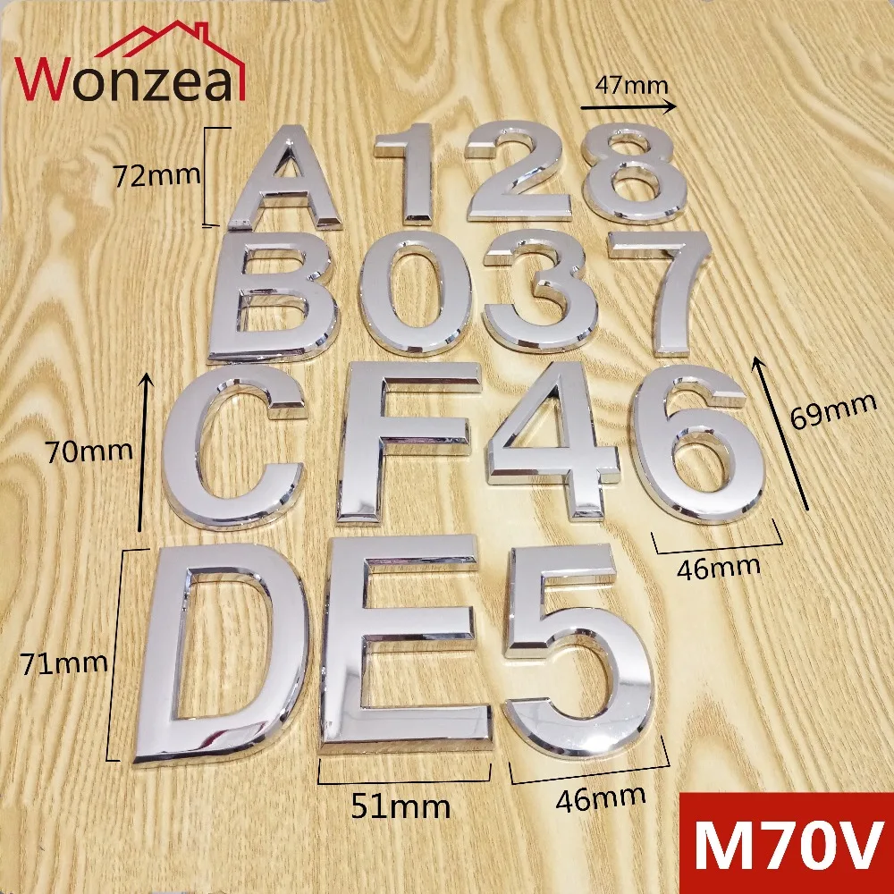 M70V亮银70mm塑料门牌=混合+木底