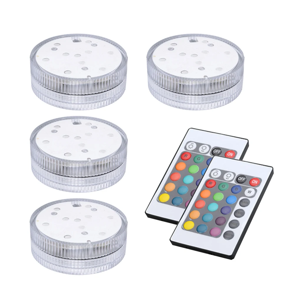 

4X 10 Led RGB Light Submersible Waterproof Party Festival Home Decors + 2 Remote