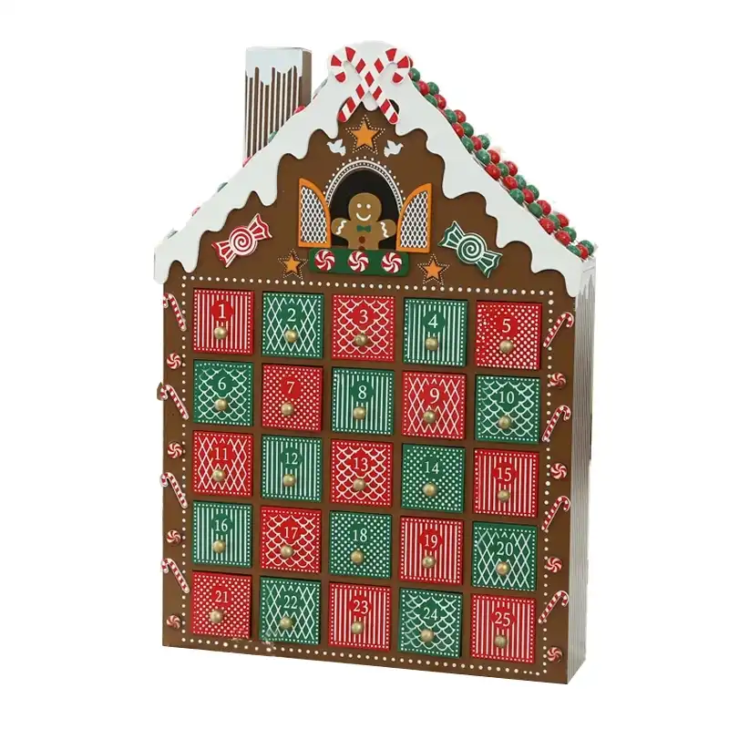 30 44cm Christmas Advent Calendar Wooden Gingerbread House