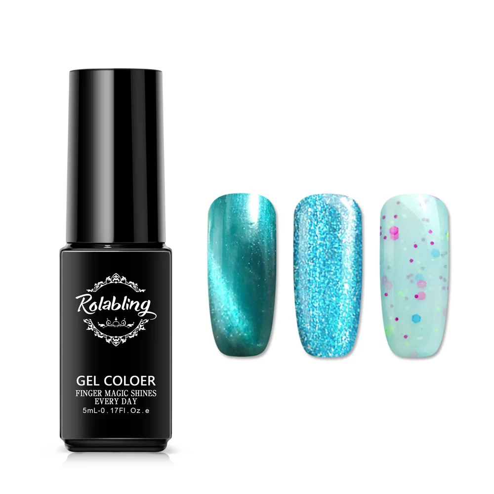 Rolabling 3pcs Functional Nail Gel Polish Set UV Gel Lacquer Varnish Nail Art Gel Nail Polish Cat Eye Cheese Platinum Neon Glue