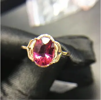 

Natural Garnet finger ring Free shipping Natural Real 18k Gold For men or women ring Gem 5*7mm
