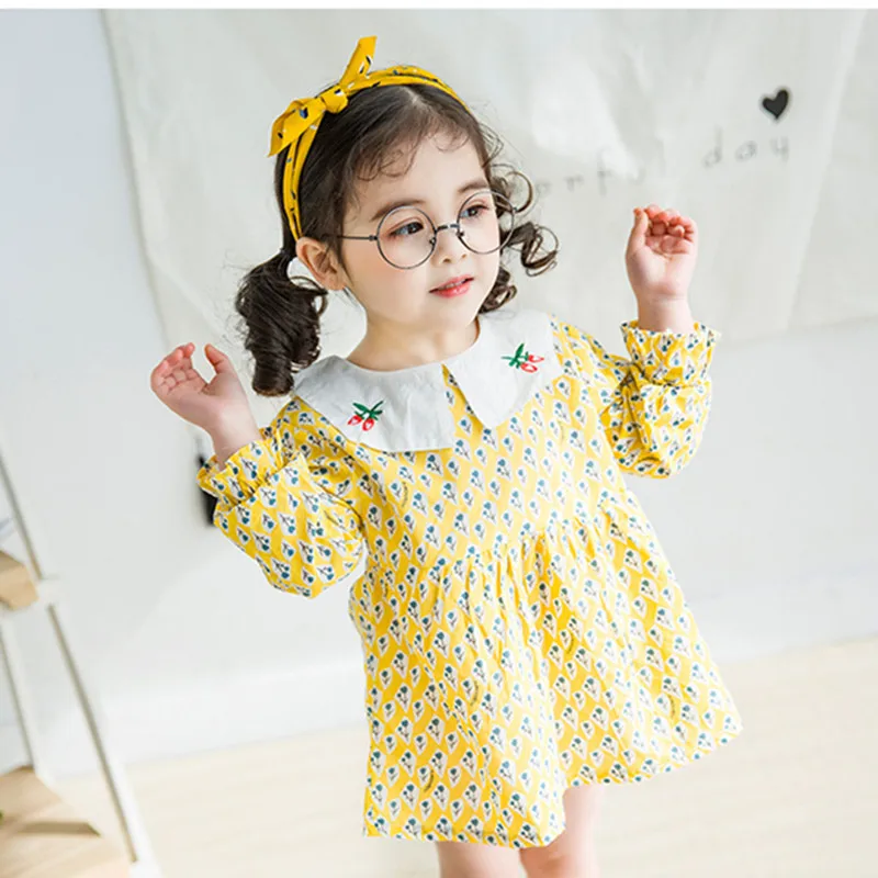 DFXD Baby Girl Princess Dress 2018 Spring Autumn Long Sleeve Print