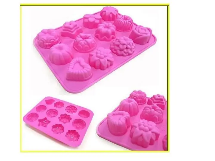 1Piece Small DIY Kitchen Silicon 12 Flowers Form For Muffin Silikon Bakeware Rubber Baking Mould Chocolate Egg Tart Mold 20*16cm