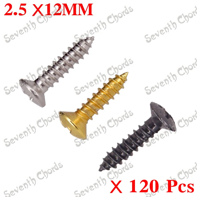 

120 Pcs Electric Bass Guitar Pickguard Screws BackPlate Jack Plate Truss Rod Cover Mounting screws - 2.5*12MM