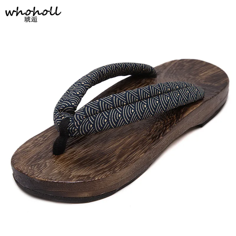 

WHOHOLL Geta Man Sandals Japanese Style Geta slippers Wooden Sandals Clogs Flip-flops for Male Cool Antiskid Slides Cos Costumes