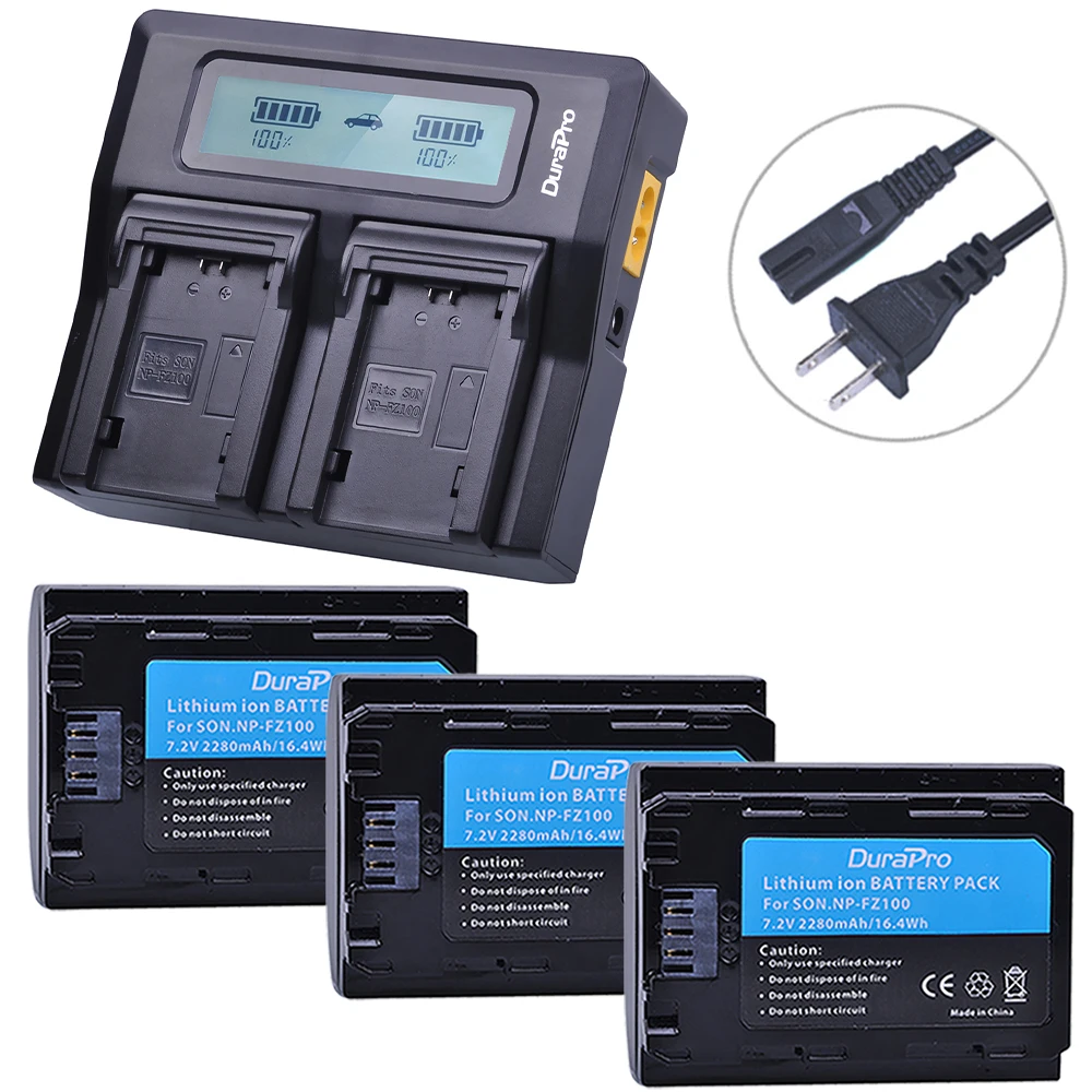 

3X NP-FZ100 NP FZ100 lithium battery + Dual LCD fast charger for Sony A7R III A7 III BC-QZ1 A9/A9R Alpha9 Alpha9R Alpha 9S A7RM3