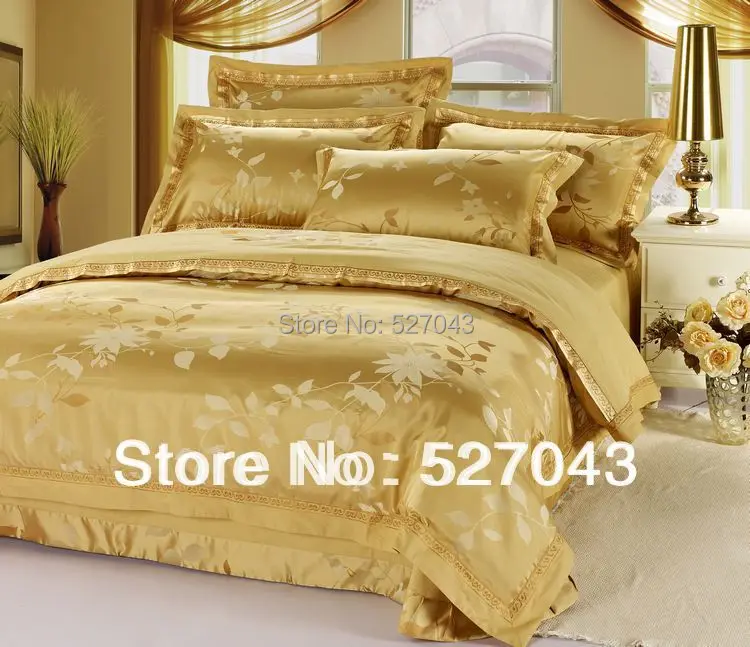 FREE SHIPPING Luxury embroidered satin cotton silk queen KING SIZE bedding set quilt sheets Covers set