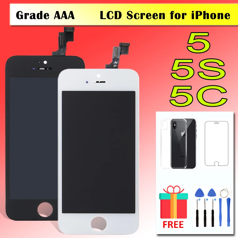 ЖК дисплей AAA для iPhone 5 5S 5C сенсорный экран дигитайзер сменный модуль кольцо