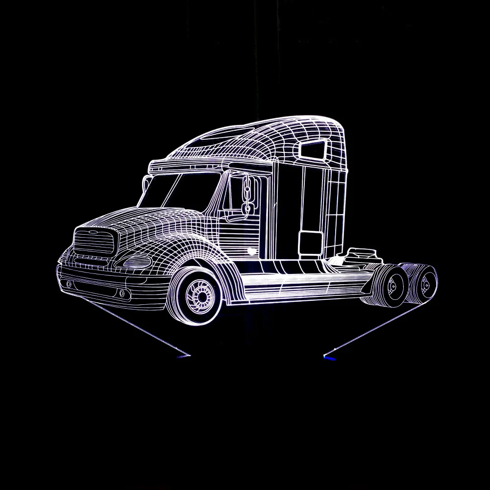 

Truck 3D Holograma Lampara Visual 7 Color Luzde LED Table Night Light Touch Colorful Desktop Light Carreta de controle remoto