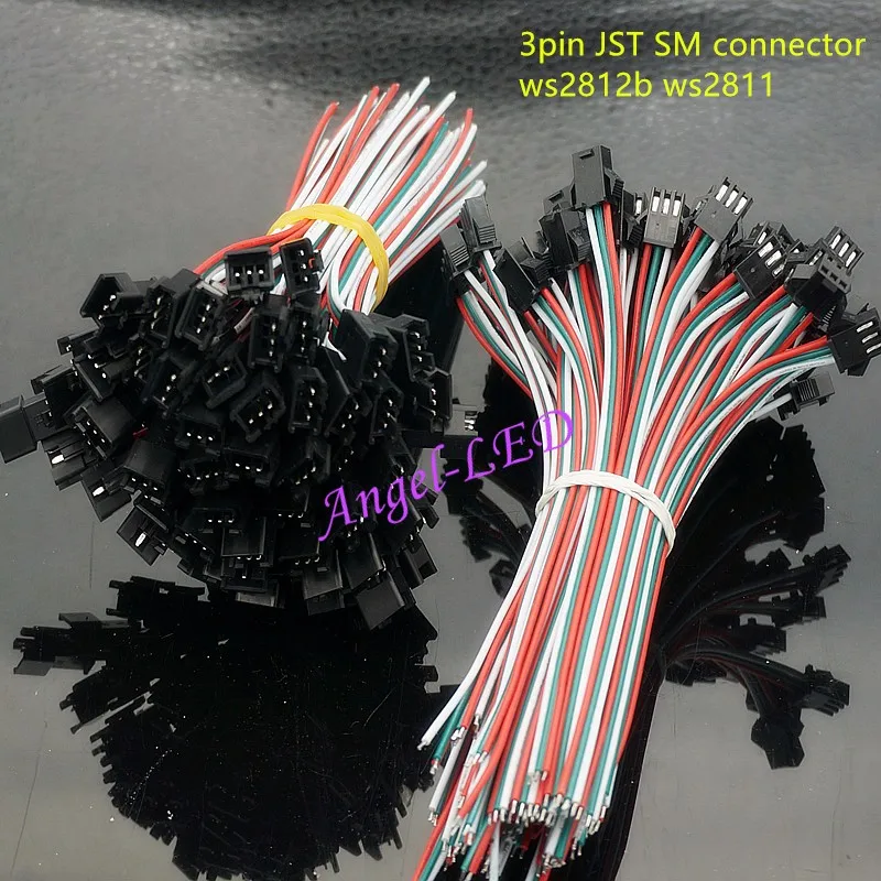 50 Pair 3pin JST SM Plug led Connector Cable 3 Pin JST SM Connector Male to Female for 2811