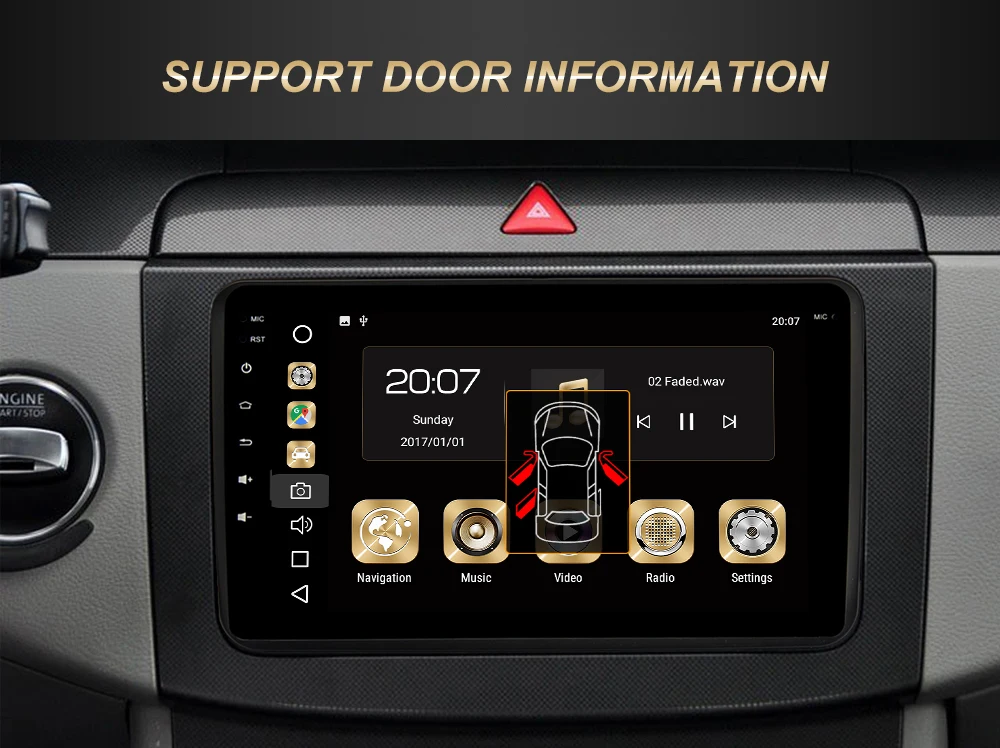 Perfect Dasaita 8" Android 9.0 Car GPS Radio Player for VW Volkswagen Golf 5 6 Polo Passat Tiguan Jetta EOS Sharan Amarok Scirocco Video 9