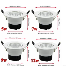 5 Вт 7 Вт 9 Вт 12 Вт 15 Вт 18 Вт с регулируемой глубиной теплый/холодный белый Светодиодный потолочный светильник COB Светодиодный точечный светильник светодиодный потолочный светильник AC85-265V