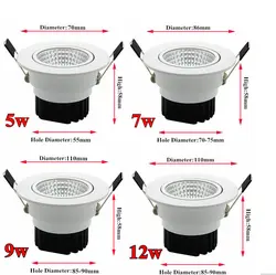 Новый 5 Вт 7 Вт 9 Вт 12 Вт 15 Вт 18 Вт затемнения Встраиваемые теплый/холодный белый Светодиодный светильники LED УДАРА пятно света Светодиодная