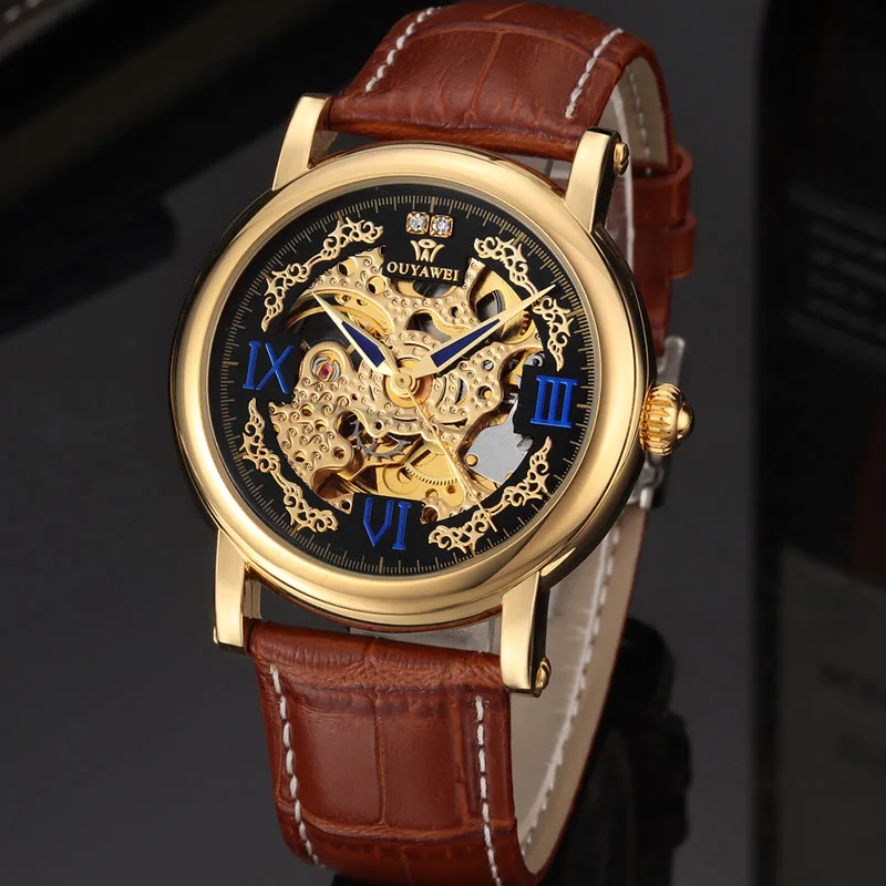 

2019 Automatic Watch Men Mechanical Luxury Brand Wrist Watch Men Clock Genuine Leather Wristwatch Male Skeleton Business Sports