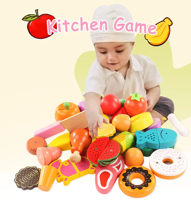 Logwood/игровой набор для резки фруктов, кухонный фруктовый Детский обучающий Обучающий набор, ролевые игры, овощи, еда, детский подарок