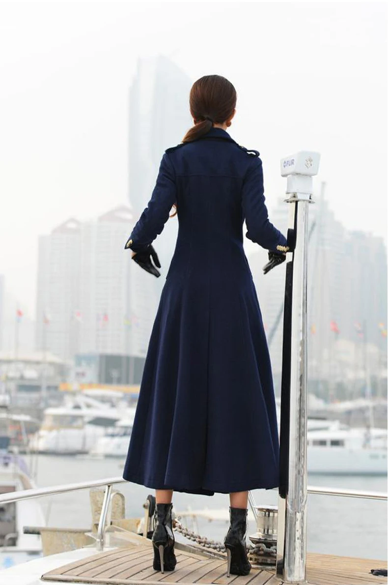 Двубортное шерстяное Женское пальто в стиле милитари, зимнее утепленное женское Шерстяное теплое тонкое длинное кашемировое теплое шерстяное пальто s