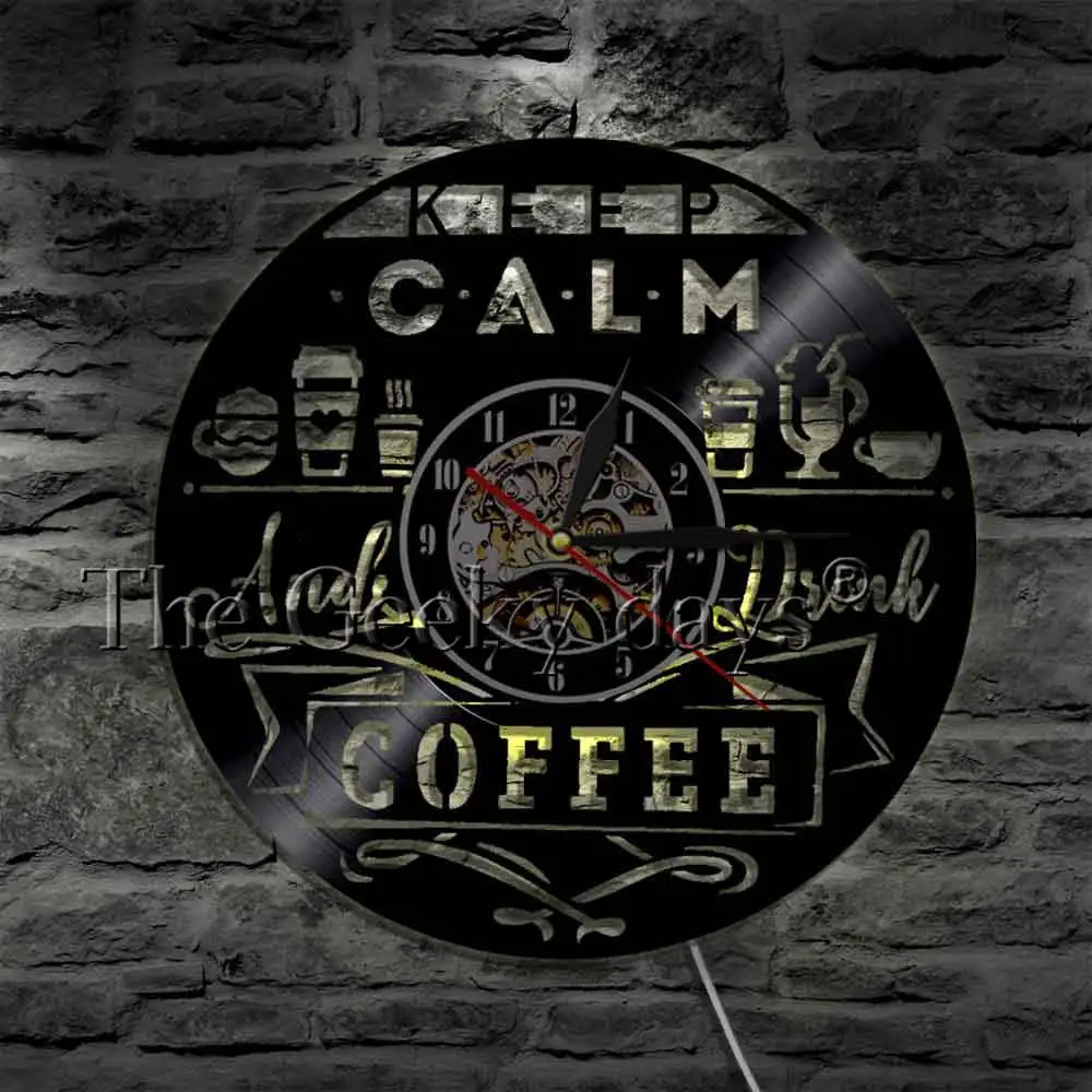 Keep Calm and Drink кофейные виниловые настенные часы классический кофейный дом логотип