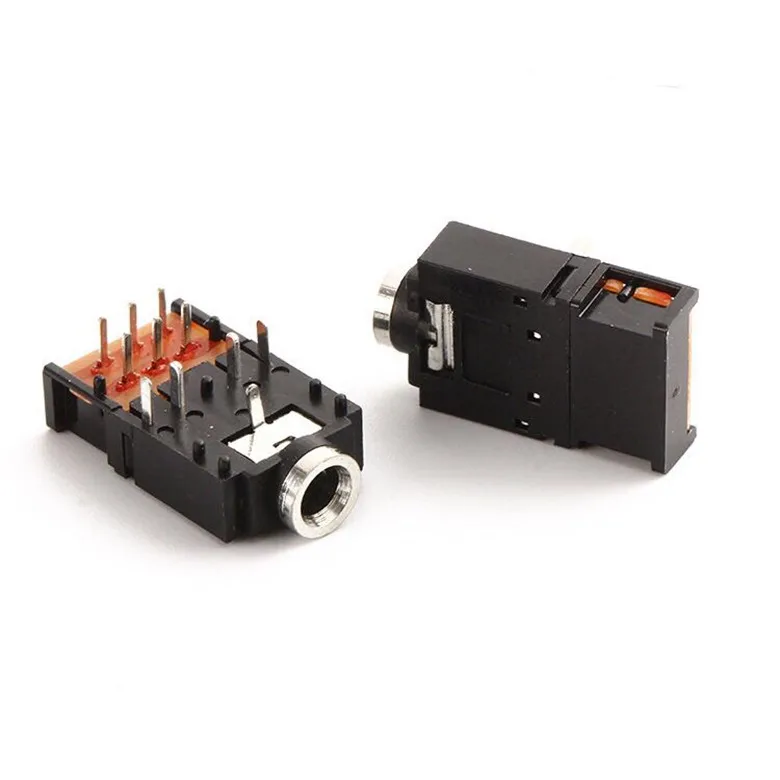 

10pcs PJ-307 3.5mm Stereo Audio Jack Socket 3.5 Dual Track Headphone Connector 8Pins with switch PJ307 Free Shipping