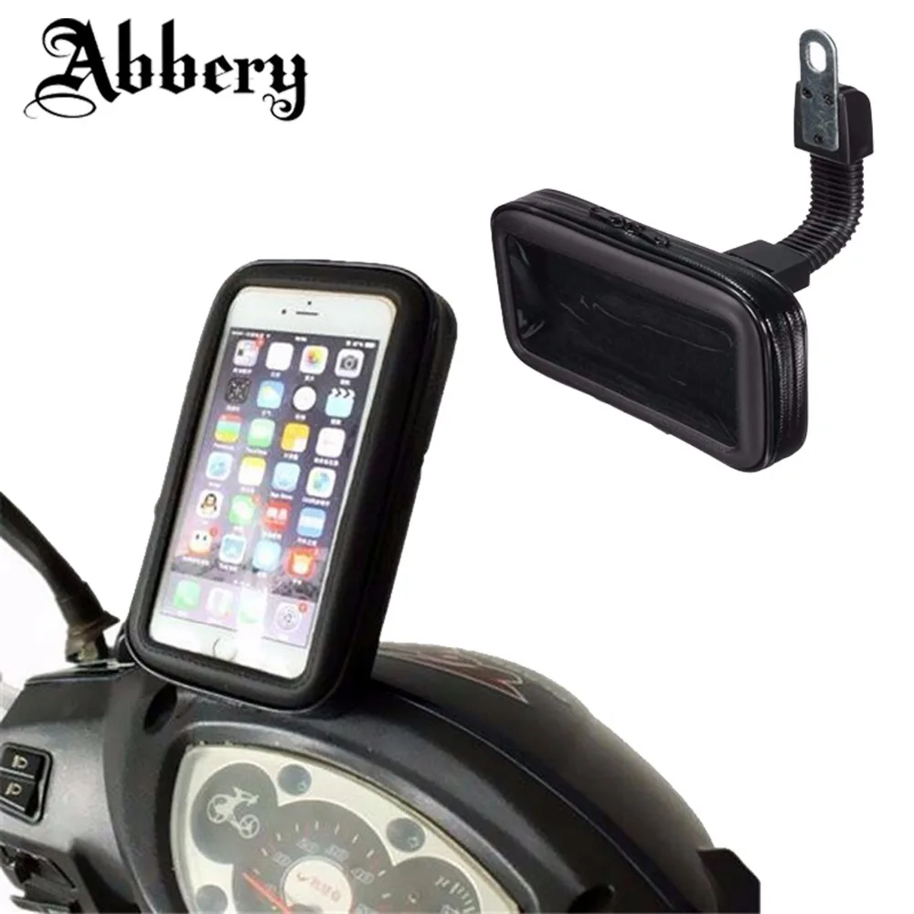 

Motorcycle Mobile Phone Holder Stand for iPhone 5S 6plus 7plus SamsungS6 S7 S8 GPS motor Rear View Mirror Mount + Waterproof Bag