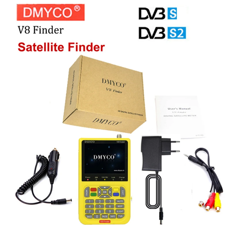 

DMYCO v8 finder digital finder 3.5 inch LCD digital sat Finder DVB-S2 MPEG-4 Free sat v8 satellite Finder satlink ws-6933 Russia