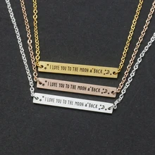 Wholesale 10pcs I LOVE YOU TO THE MOON& BACK Letter Bracelet Charm Women Engagement Jewelry Thin Bar Stars Bracelets Mom Gifts