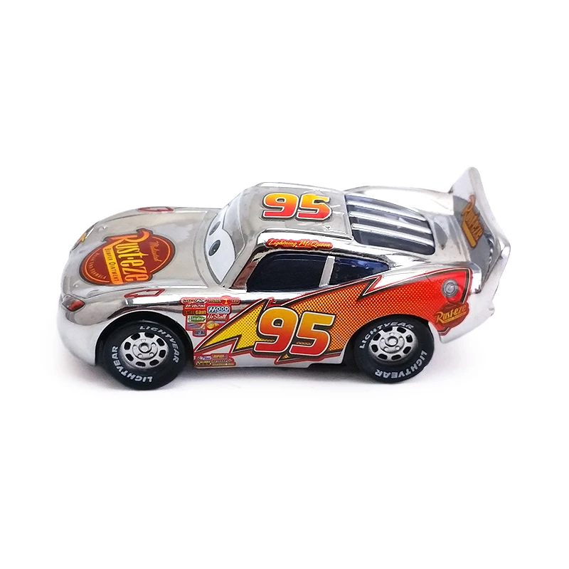 Disney Pixar Cars 2 металлическая отделка Серебристый Хром Молния Маккуин 1:55 литья под