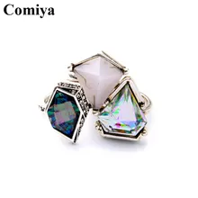 Moda brillante chapado en oro geométrica crystal rhinestone anillos del encanto para las mujeres accesorios de la joyería anillo bague joyería al por mayor