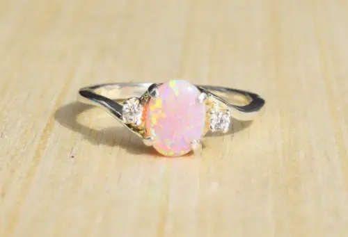 Pink Fire Opal Женское серебряное кольцо 925 пробы, винтажное обручальное свадебное кольцо Карат с огненным опалом, роскошное Брендовое обручальное свадебное кольцо - Цвет основного камня: Pink Fire Opal