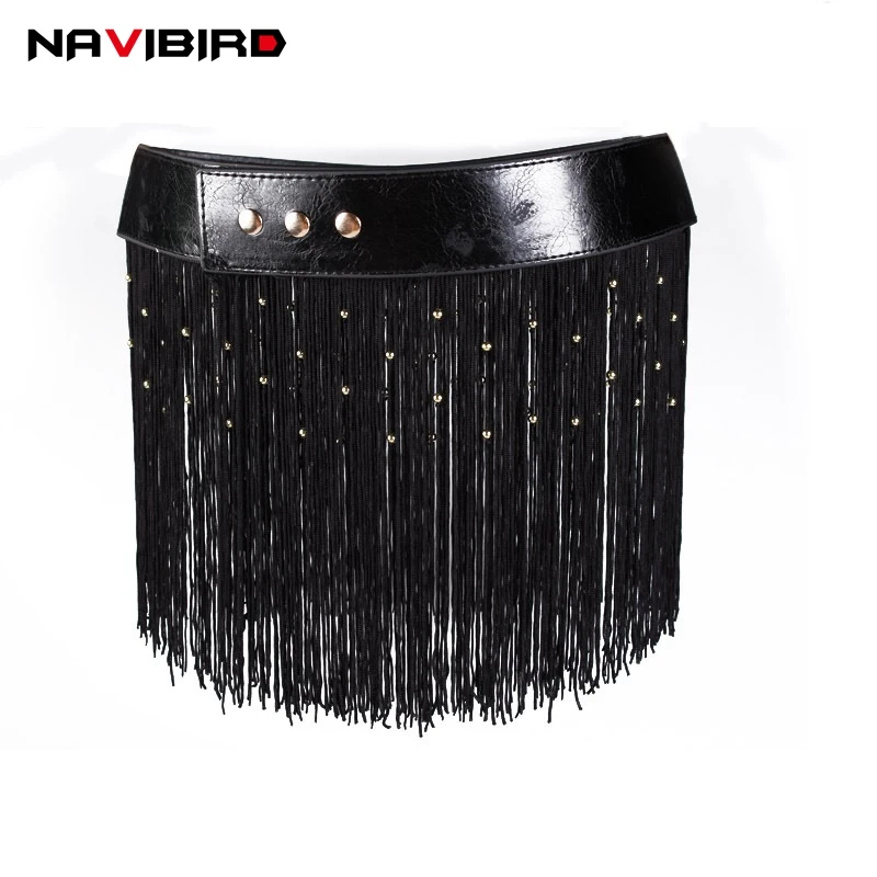 Punk Pearl Fringe Belt For Women Hippie Boho Nylon Tassel Ladies Belts