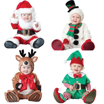 

Novel Winter Kids Clothes Fleece Romper Set Baby Boys Girls Jumpsuits Overalls Animal Christmas Santa Claus Cosplay Costume