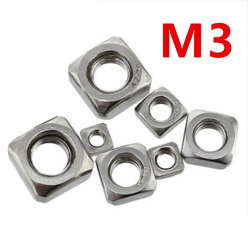 200pcs lot High Quality 304 Stainless Steel A2 70 M3 Square Nut free shipping