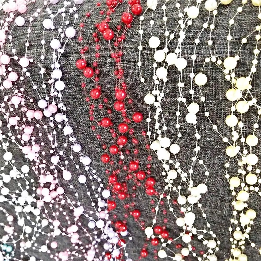 Fashion Multicolor 5 Meters Beige Fishing Line Pearls Beads Chain Garland Flowers Wedding Party Decoration Bead Chain Hair Decor (31)