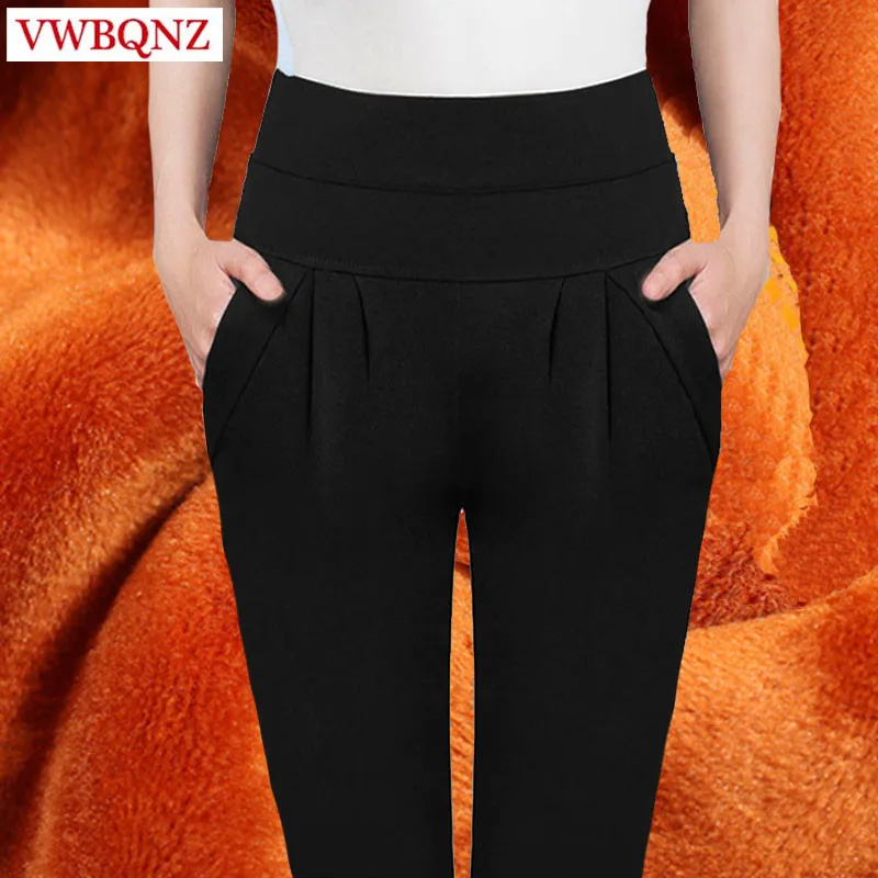 

2018 New Winter Pants Women Office Thick Warm Fleece High Waist pencil pants Slim Stretch Casual Trousers Plus Size 6XL Leggings