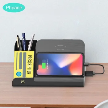 

3in1 With Pen Holder Wireless Charger Station Stand for Huawei P30pro Samsung S10E Chargeur Induction Wireless Charging Desktop