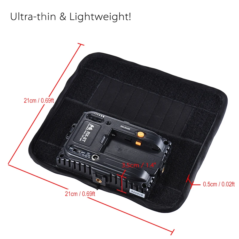 FalconEyes мини светодиодный светильник для видео на камеру 18 Вт дневной светильник Fotografia светильник ing Splashproof Портативный Гибкий тканевый светильник RX-8T