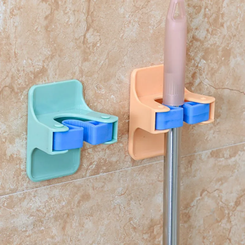 

Wall-Mounted Bathroom Mop Hook No Trace Mop Holder Bathroom Rack Household Storage Shelves Rack