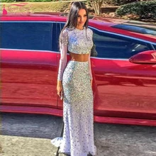 Vestidos de festa Pailletten Zwei Stücke Abendkleider Sexy Abendkleid Kleid Arabische Abendkleider Lange Meerjungfrau Kleider Z218