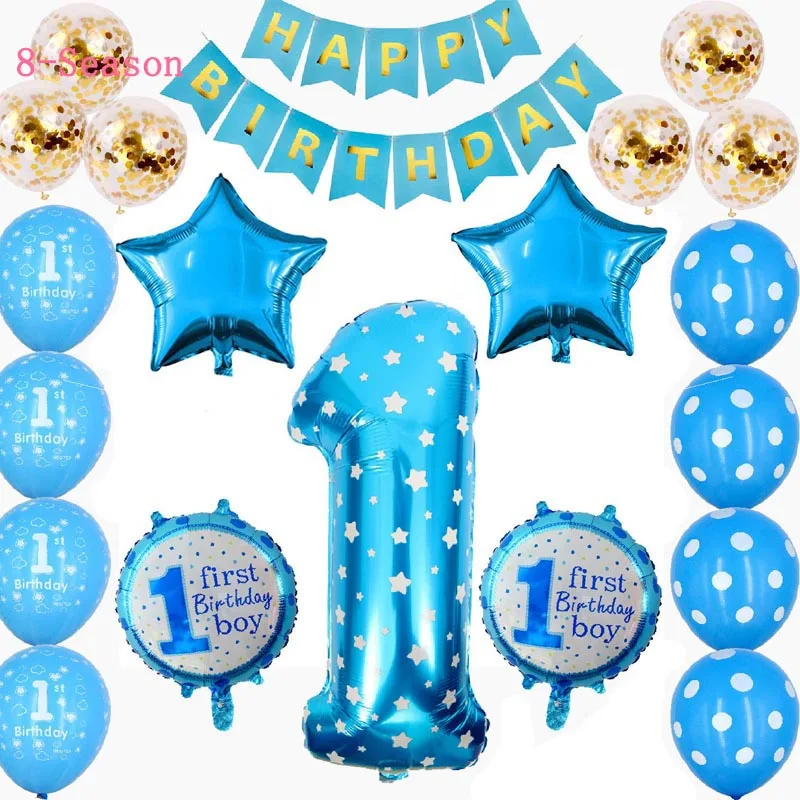 

8-Season 32pcs 1 Birthday Baby Balloon Set First Birthday Boy Party Welcome Babyshower Girl 1st Birthday Pink Decoration