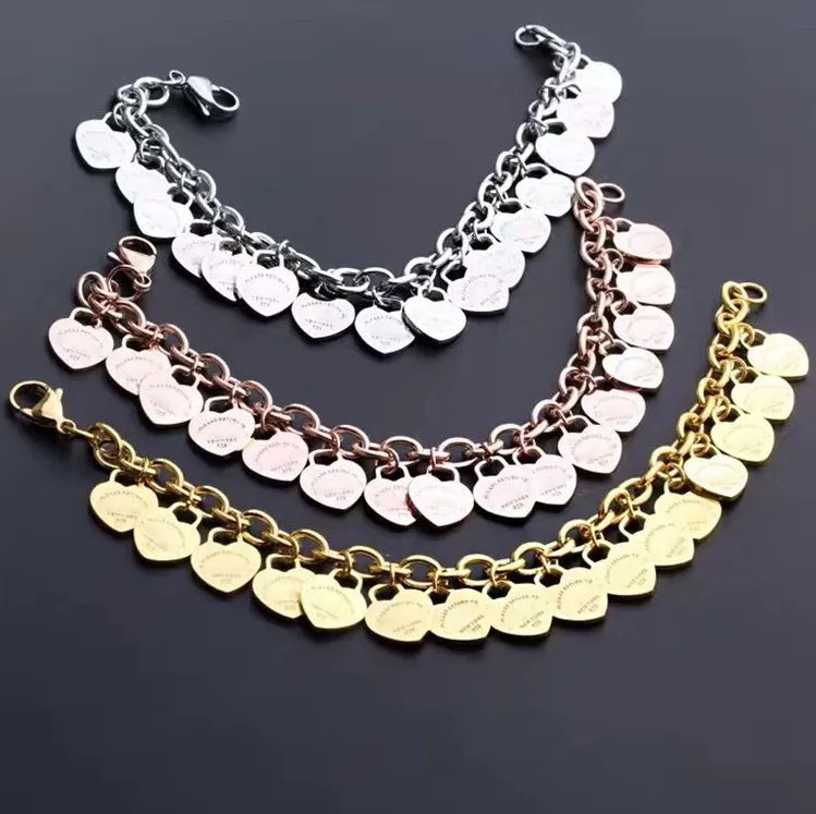 

Free shipping! High quality Titanium steel Korean peach heart clavicle bracelet necklace original Wedding Jewelry set