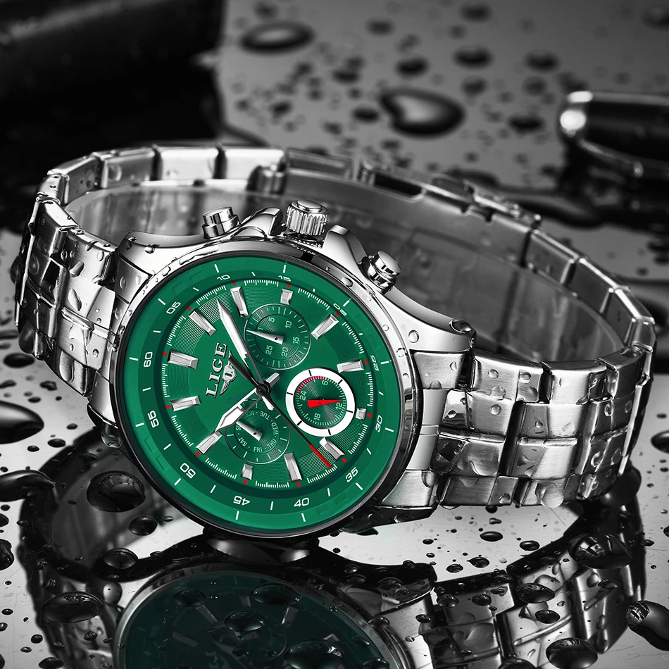 LIGE мужские часы лучший бренд класса люкс Бизнес водонепроницаемые кварцевые часы мужские модные спортивные полностью стальные часы Relogio Masculino+ коробка