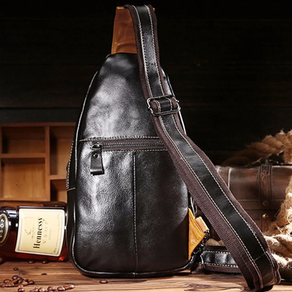 Мужская нагрудная Сумка слинг из натуральной вощеной воловьей кожи|leather doctor bag|bag