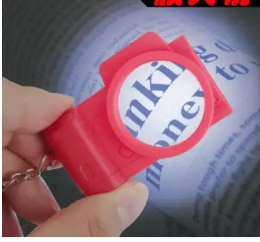 

New Arrival Creative Mini Carry- on Magnifier Keychain With LED Light Best Gift For Jewelry