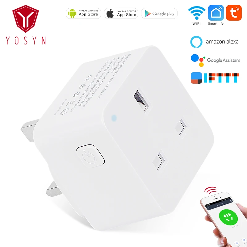 Умная розетка YOSYN UK Wi Fi умная с дистанционным голосовым управлением