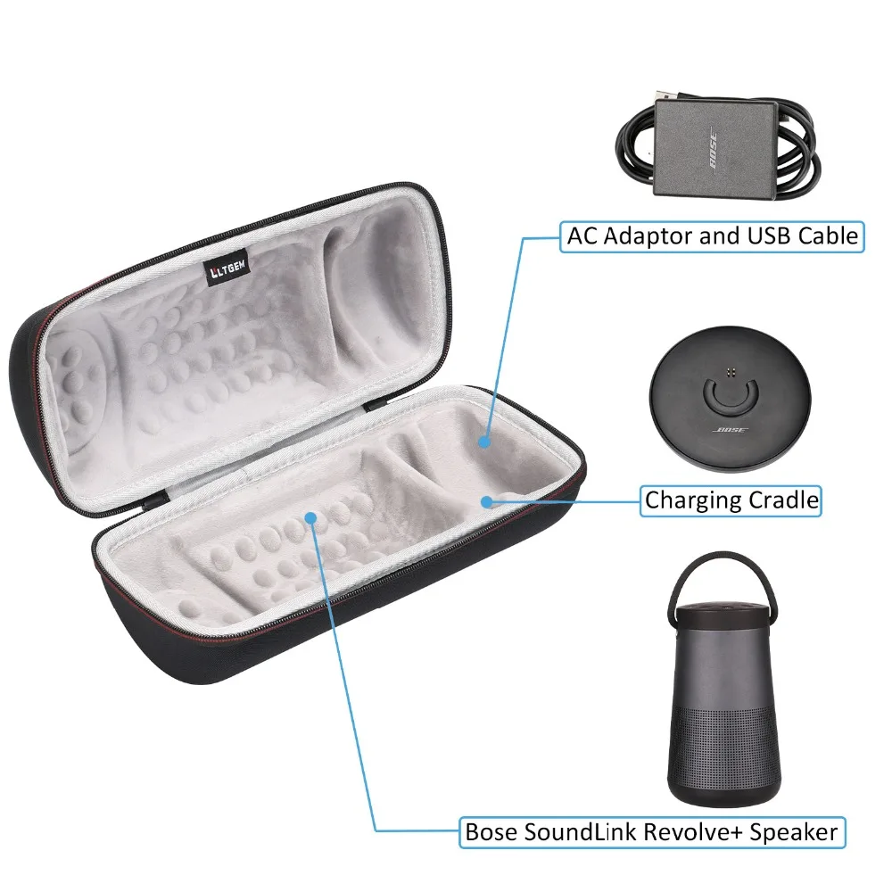 Protetor de Transporte de Viagem de Armazenamento Duro de Eva Ltgem para Bose Revolve + Portátil e Duradouro Estojo Soundlink Alto-falante Bluetooth - Image 4