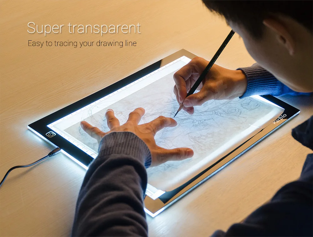 Beste Parblo a4 led light pad kopie tracing light box borad a4s grafische licht pad als huion l4s + 15 inches wol voeringzak + handschoen