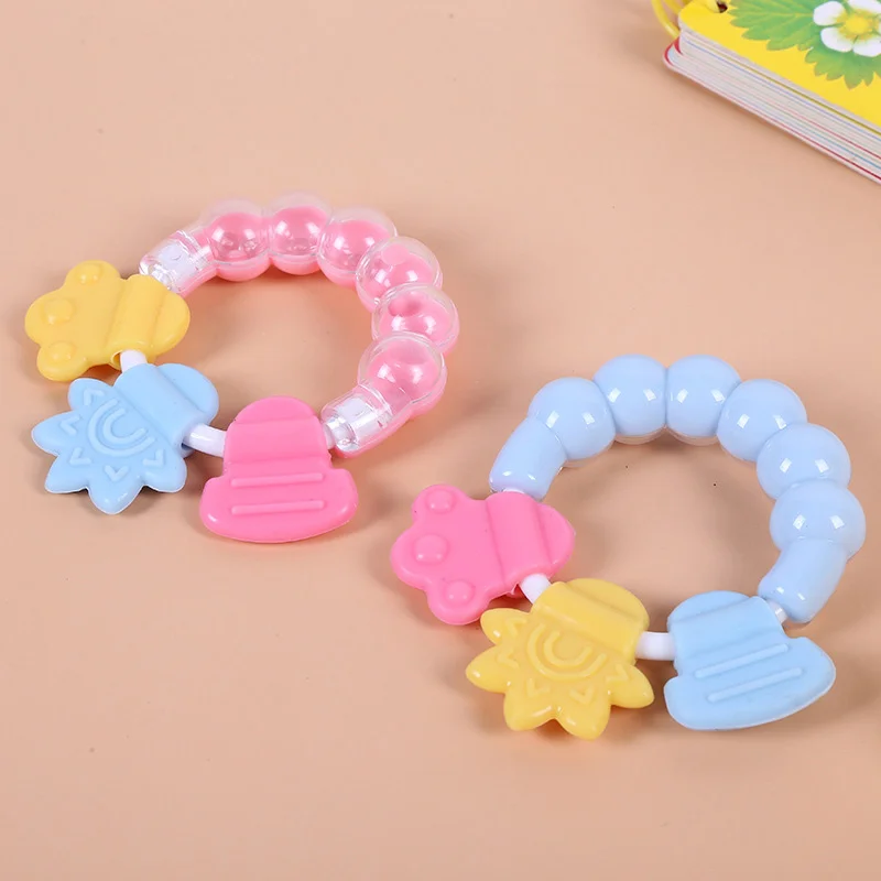 Baby Rattle Teether Toy Silicone Handbell Toddler Infant Teething Ring