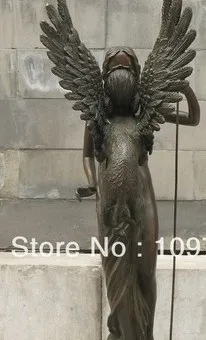 

00397 18"RARE Greek mythology ART Bronze Marble wing Gryphon grasp Athena statue
