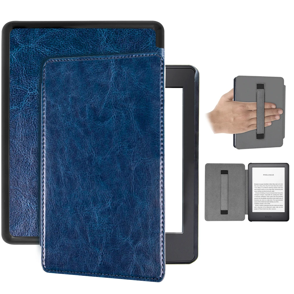 

Flip Smart Leather Cover Case for amazon Kindle 2019 released e-book reader flip case with strap hand holder
